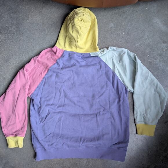 Teddy Fresh Pastel Hoodie XL Bear Patch Colorblock Patchwork Cotton Unisex Bear - Picture 5 of 13